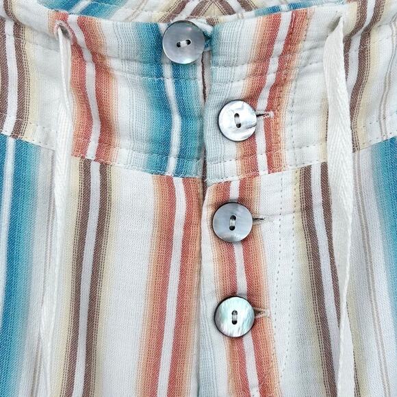 Sundance Cotton Stripe Gauze Button-Fly Wide Leg Gigi Pants - Picture 4 of 7